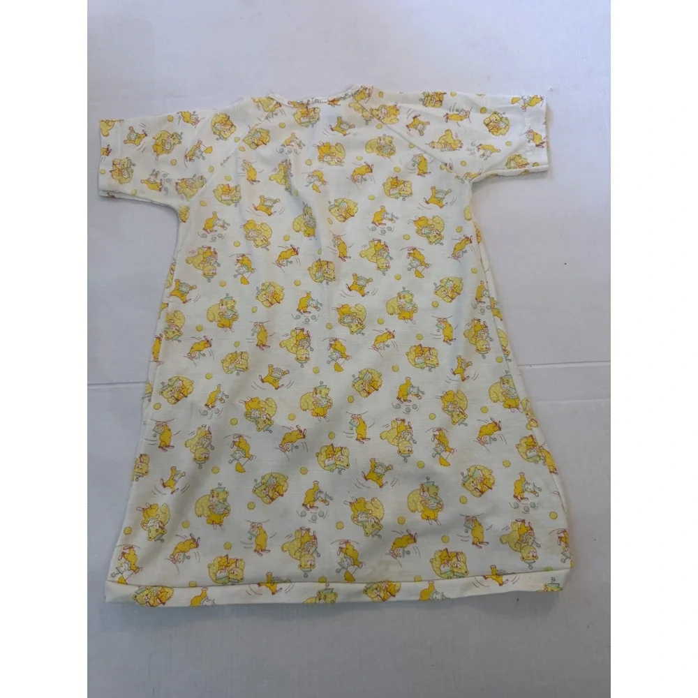 Vintage Carters Baby Gown Layette Yellow animal Print Short Sleeve USA